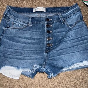 Mudd Women's High Waist Blue Denim Shorts